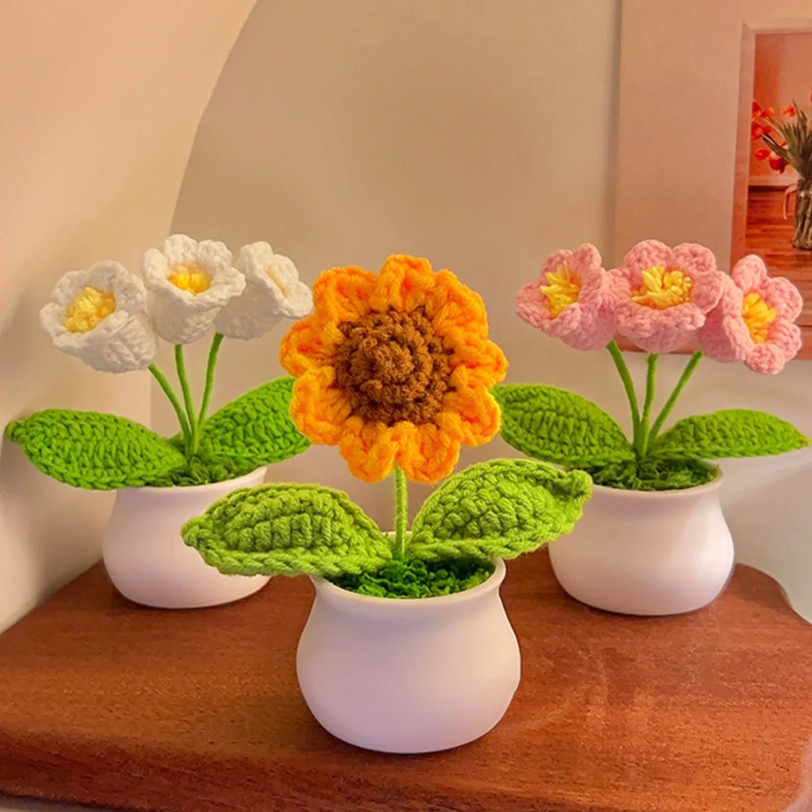 Handgefertige Häkelblumen